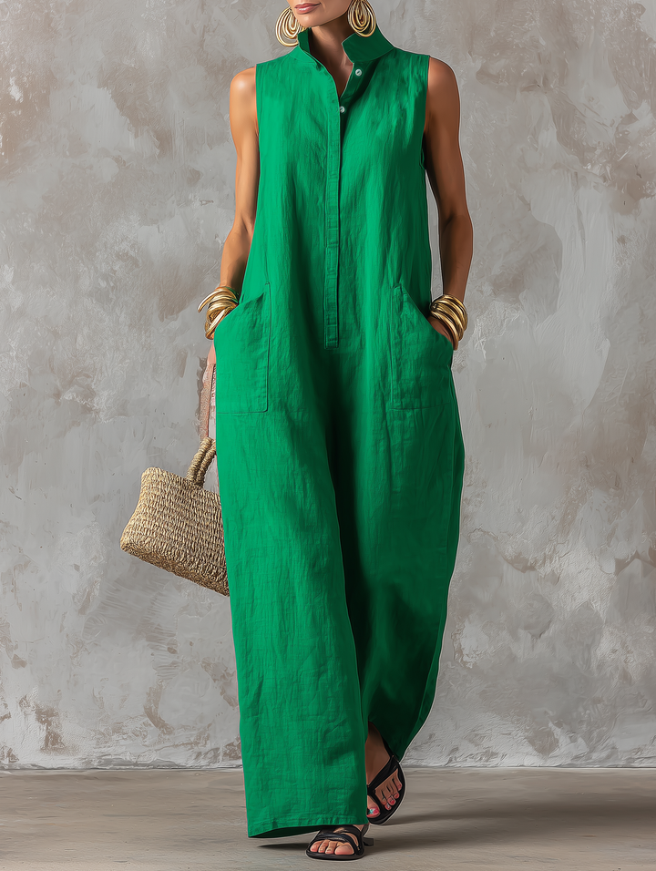 Claire - Minimalist Loose-Fit Linen Blend Jumpsuit