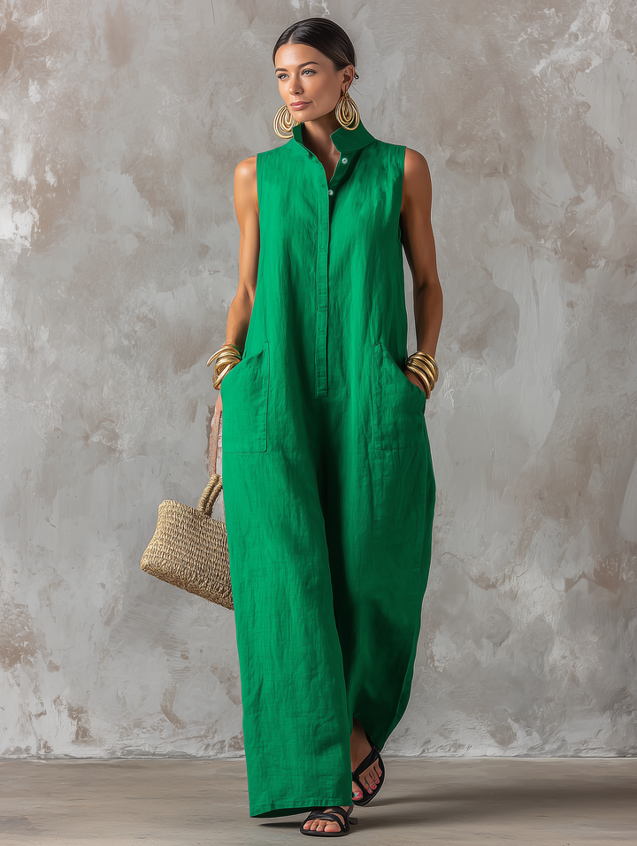 Claire - Minimalist Loose-Fit Linen Blend Jumpsuit