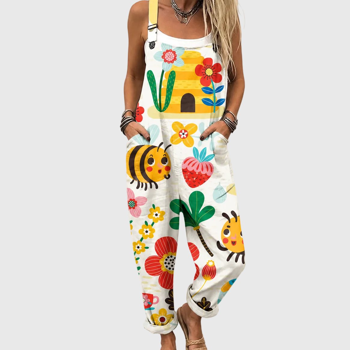 BEE AND COLORFUL GARDEN JUMPSUIT
