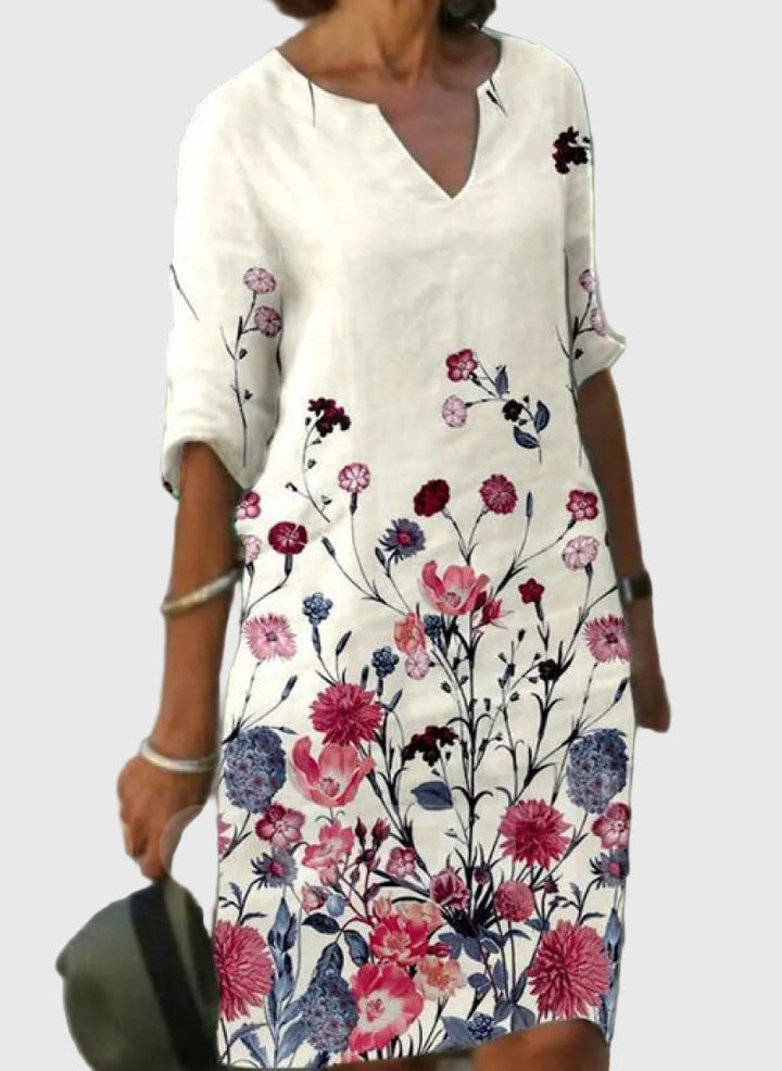 Addison | Spring Dress with V-Neck and Three-Quarter Sleeves