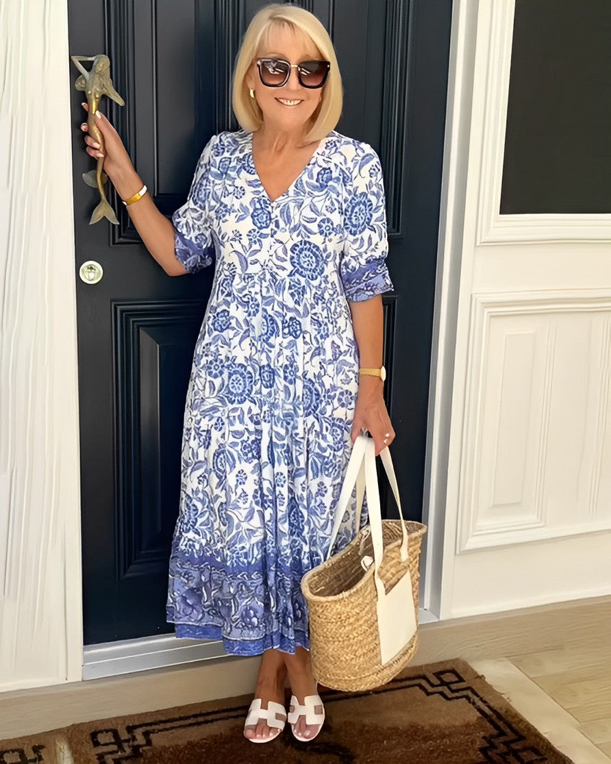 Ellie | Graceful V-Neck Floral Dress