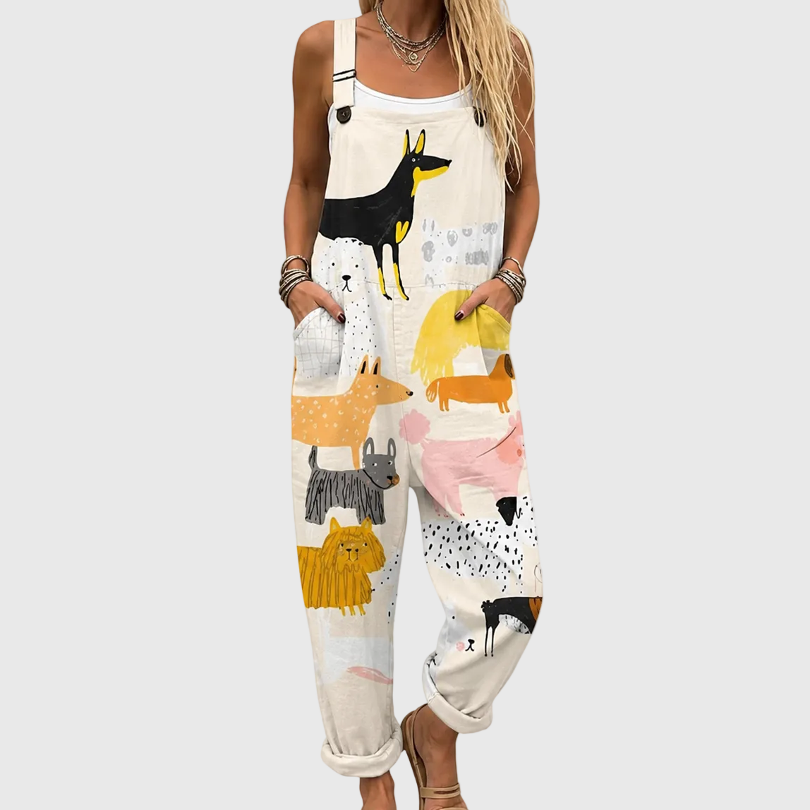 SOFT OVERALLS WITH ANIMAL PRINT