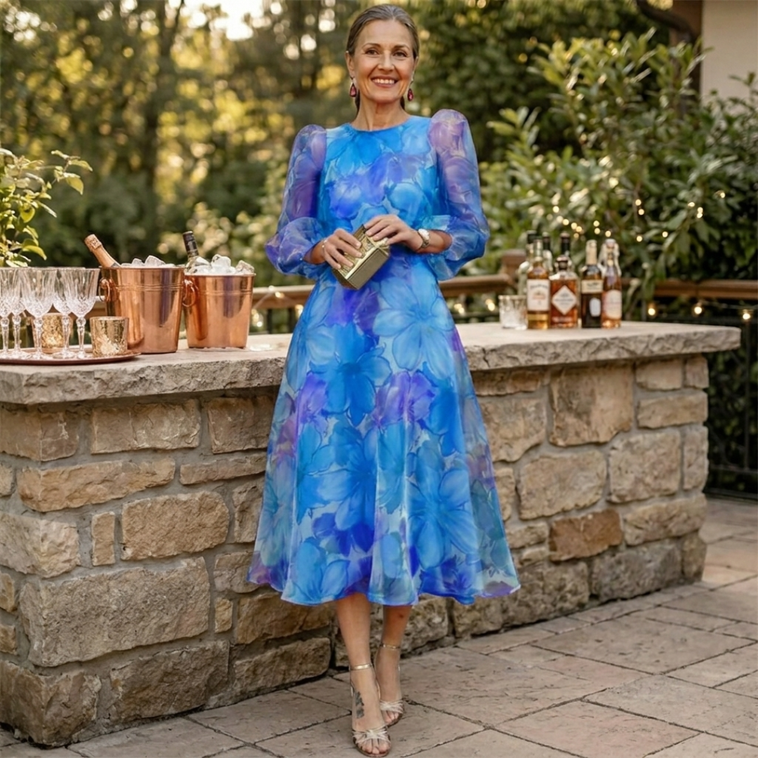 Rosalind™ | Floral Organza Midi Dress