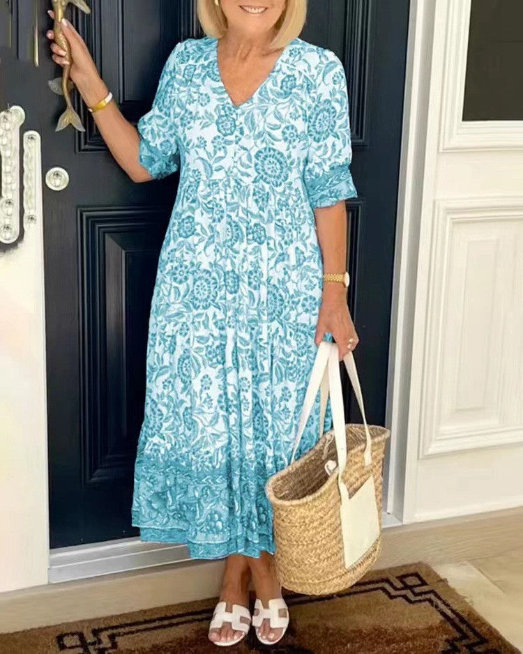 Ellie | Graceful V-Neck Floral Dress