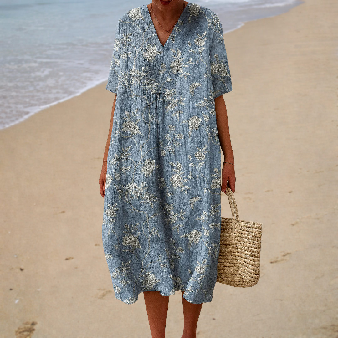 Figure-Enhancing Summer Dress with Print