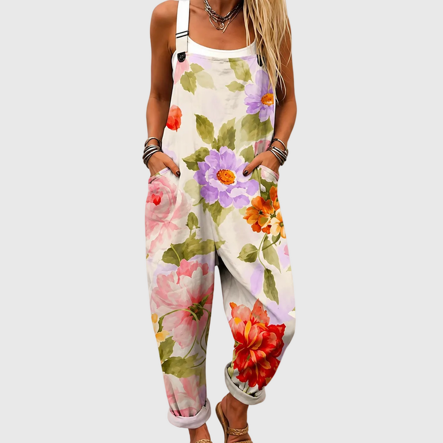 WATERCOLOR FLORAL OVERALLS