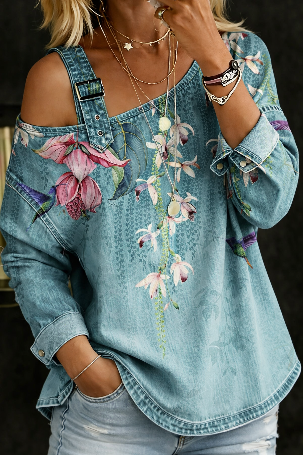 Cassidy | Off Shoulder Denim Top