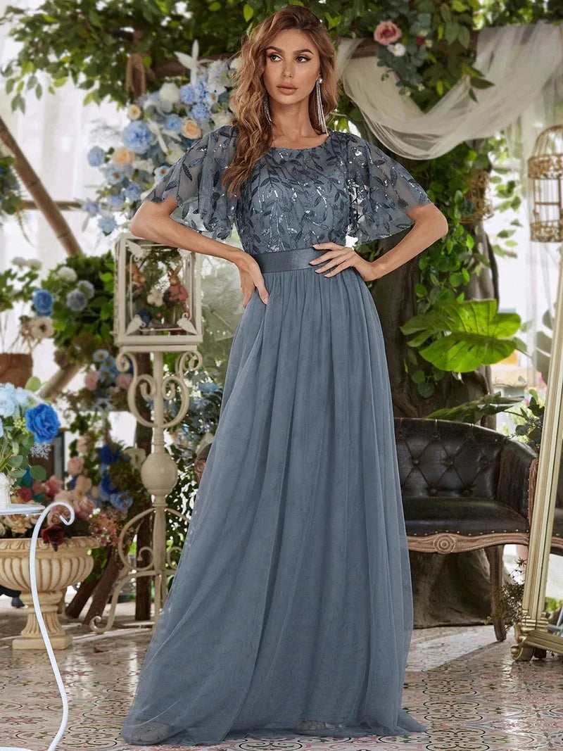 Margot | Sequin Cap Sleeve Maxi Gown