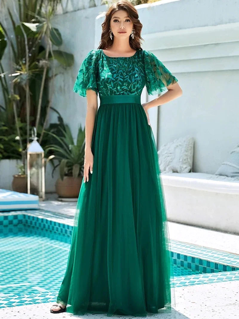 Margot | Sequin Cap Sleeve Maxi Gown