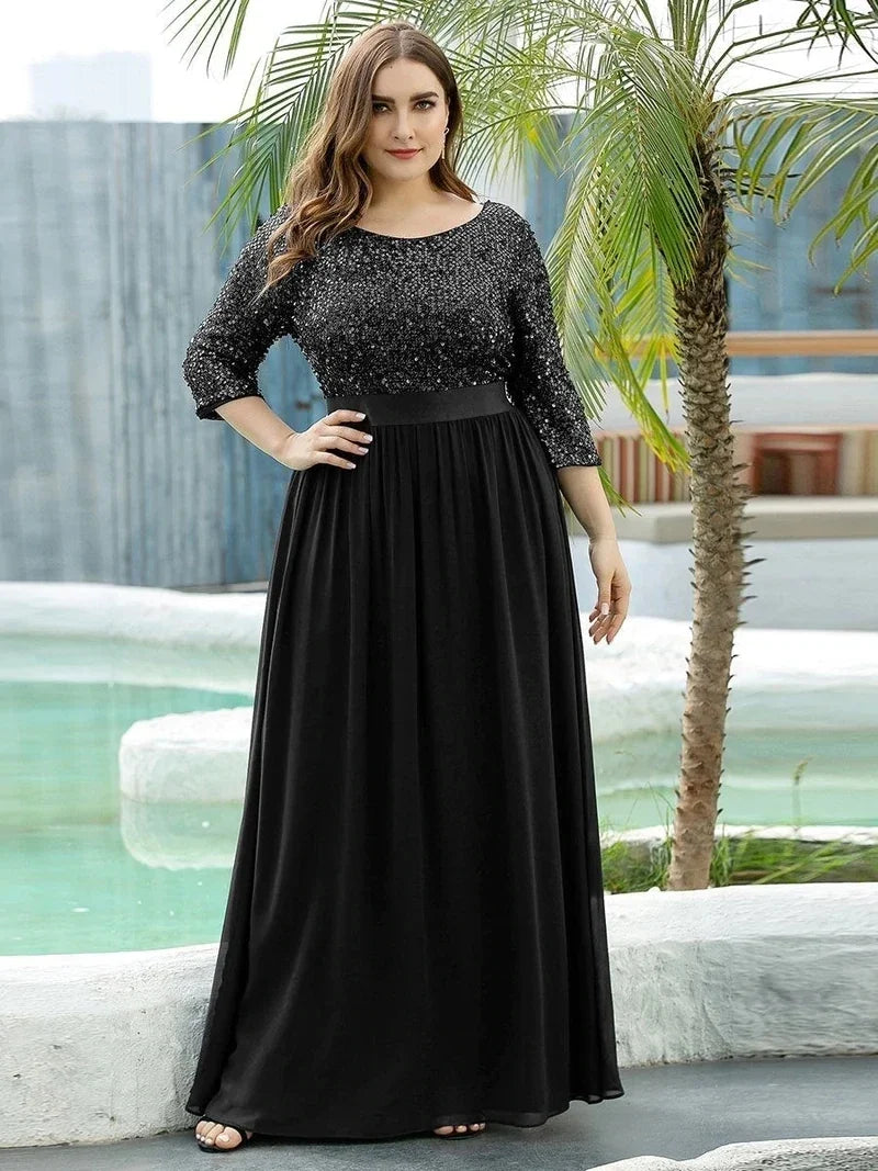 Odette | Long Sleeve Sequin A-Line Dress