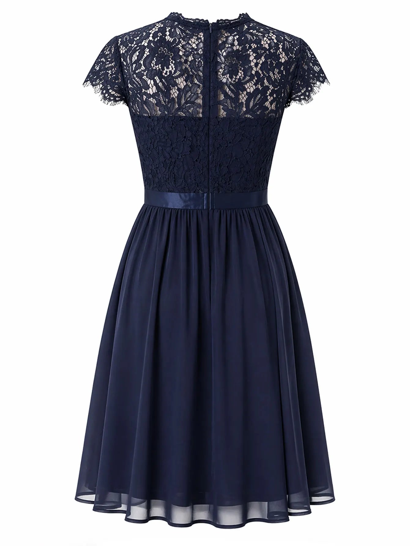 Elsie | Retro Lace Chiffon Midi Dress
