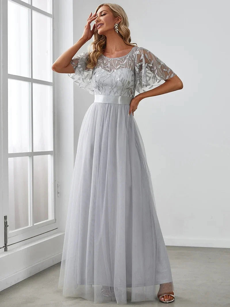 Elodie | Sequin Cap Sleeve Evening Gown