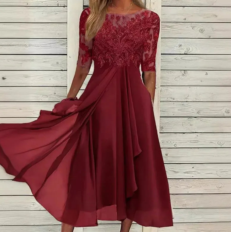Camille | Chiffon Lace Evening Dress