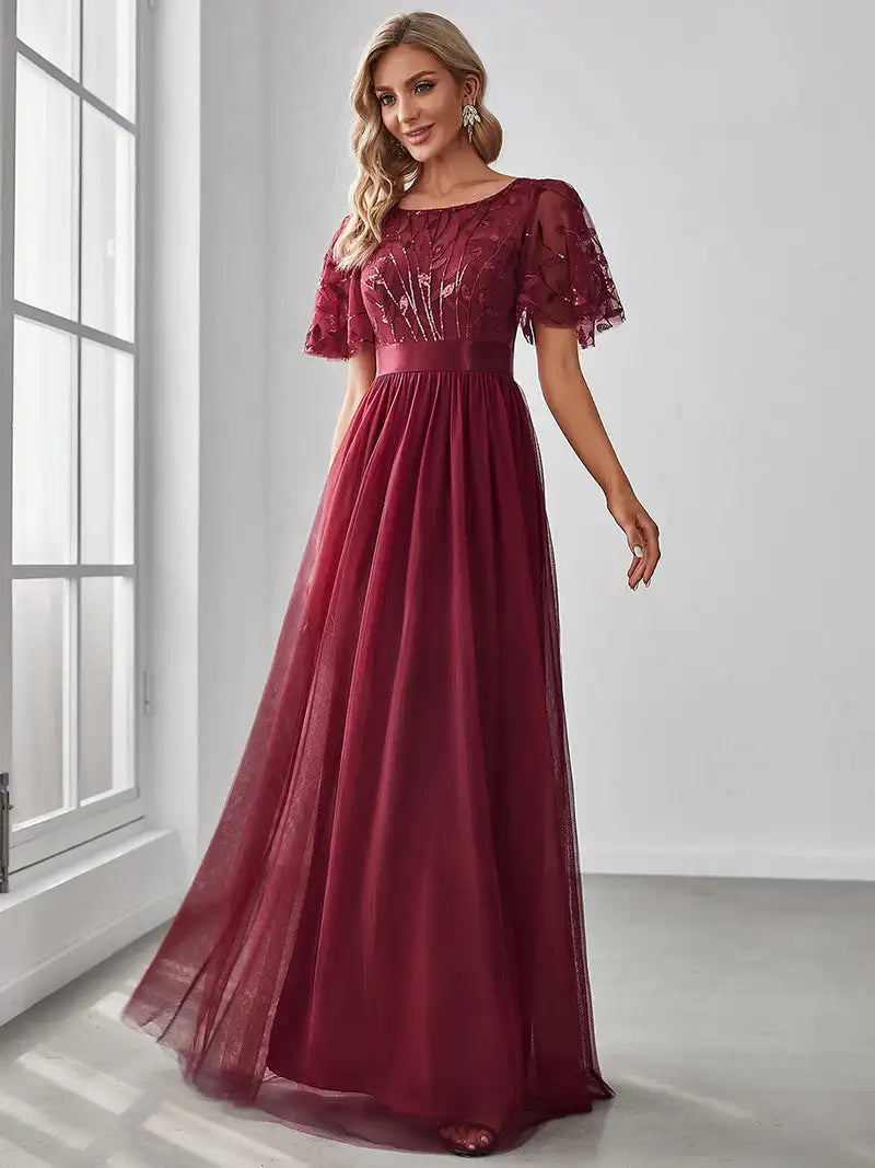 Margot | Sequin Cap Sleeve Maxi Gown