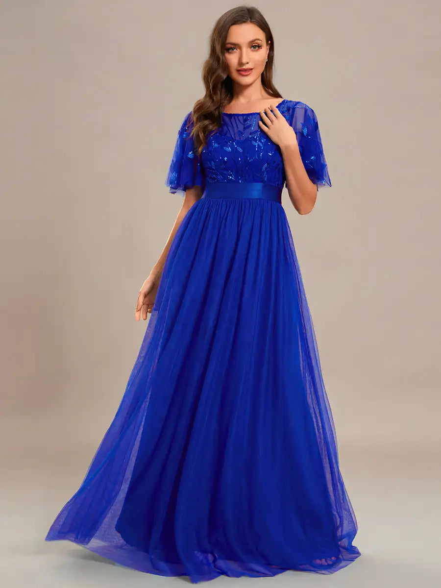 Margot | Sequin Cap Sleeve Maxi Gown