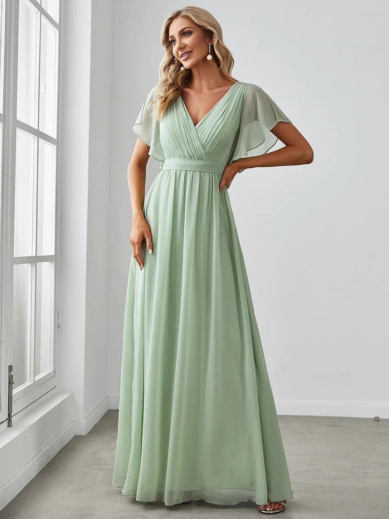 Simone | Classic A-Line Chiffon Evening Gown