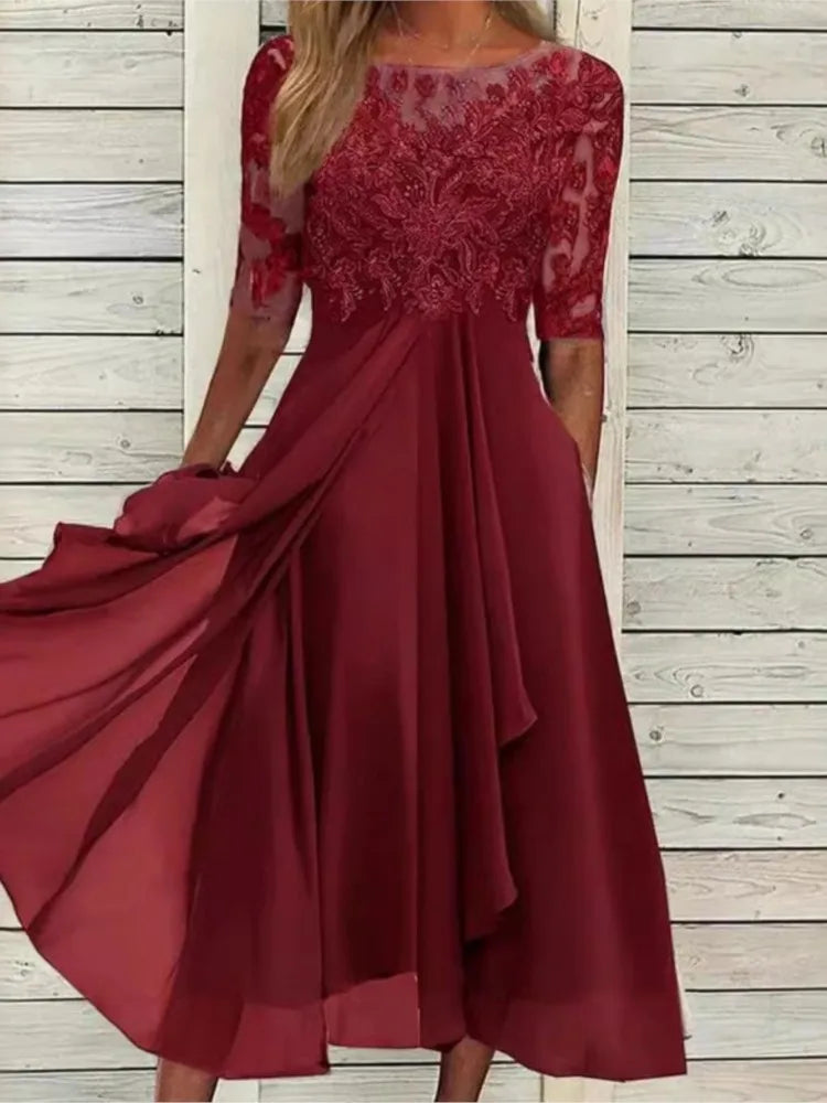 Camille | Chiffon Lace Evening Dress