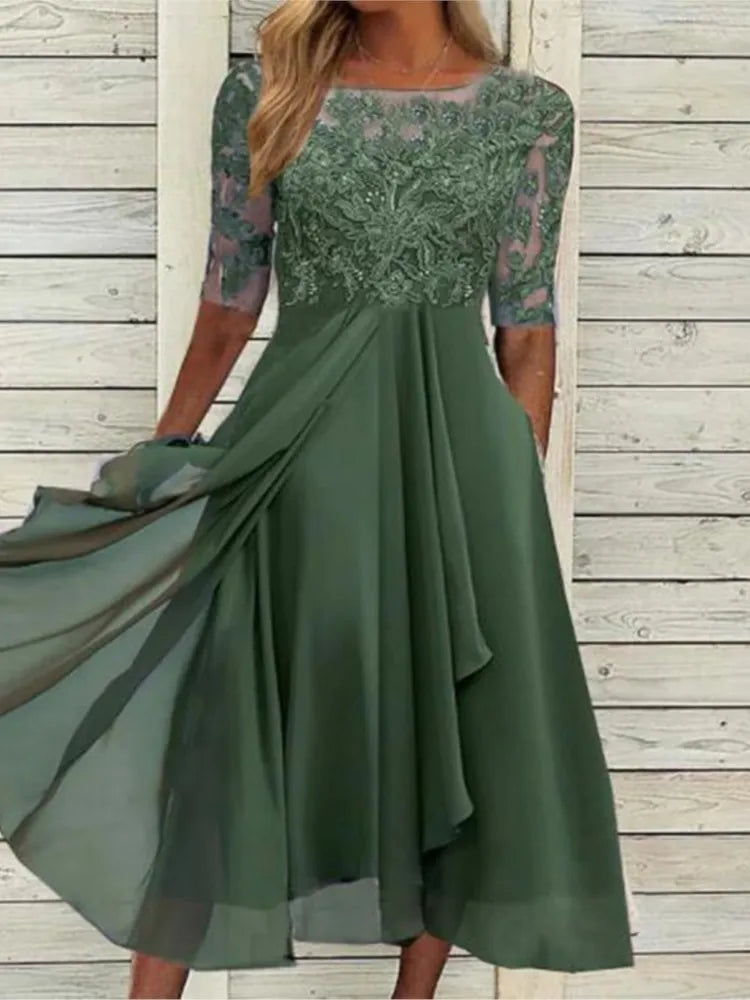 Camille | Chiffon Lace Evening Dress