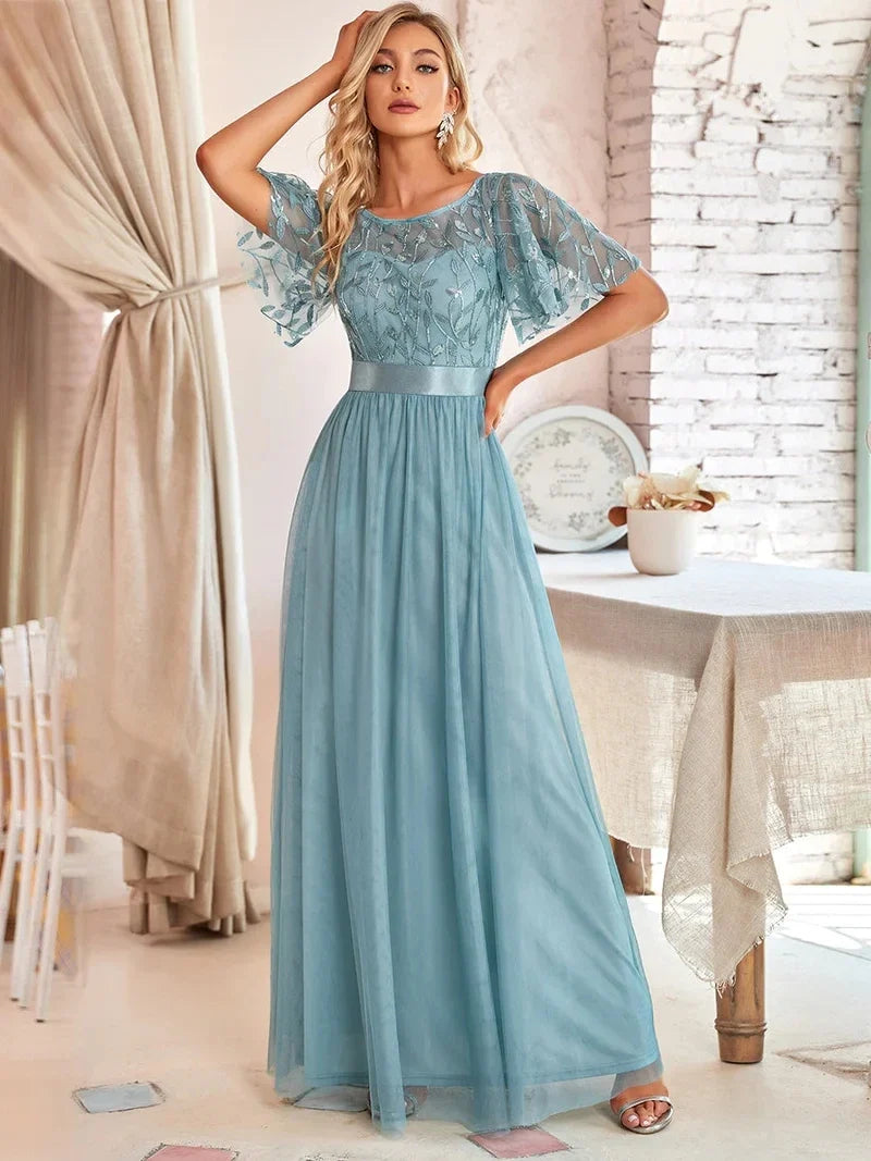 Margot | Sequin Cap Sleeve Maxi Gown