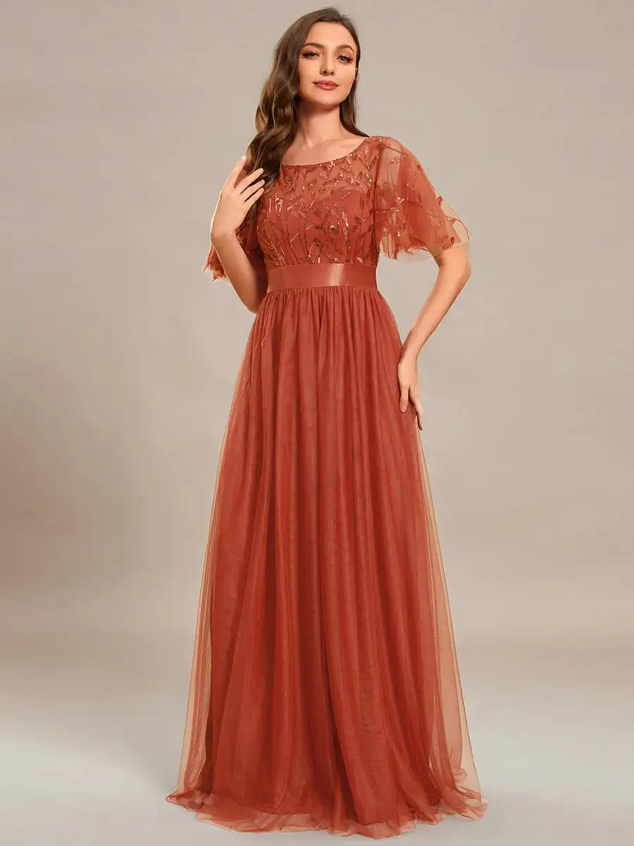 Elodie | Sequin Cap Sleeve Evening Gown