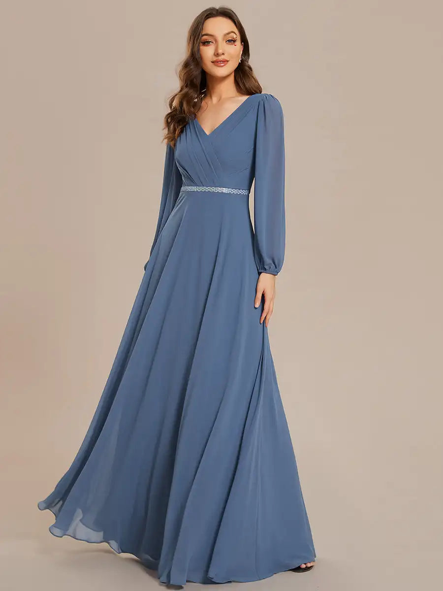 Vivienne | Long Sleeve Sequin Evening Gown