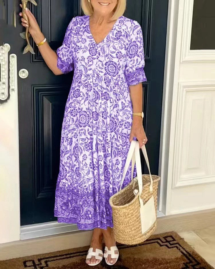 Ellie | Graceful V-Neck Floral Dress