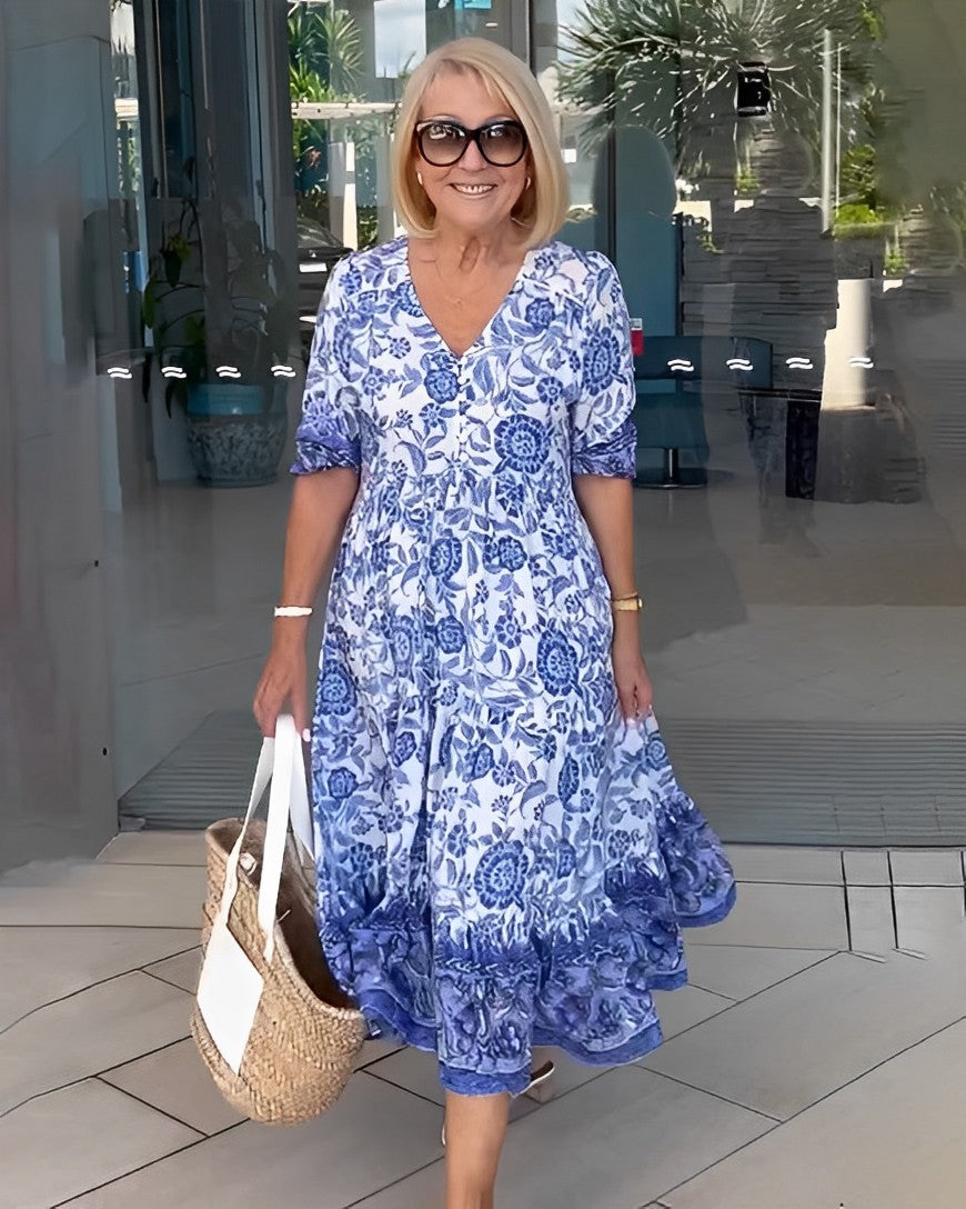 Ellie | Graceful V-Neck Floral Dress