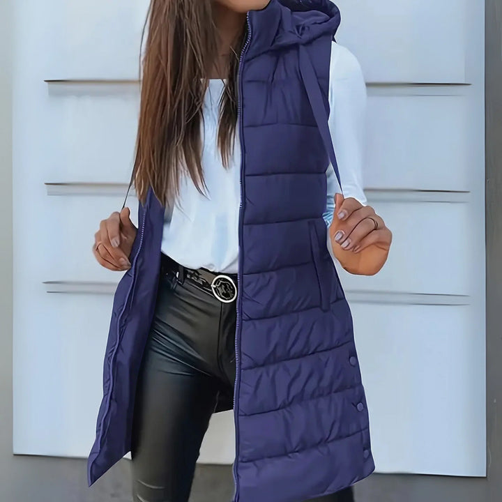 Aveline | Long Hooded Puffer Vest