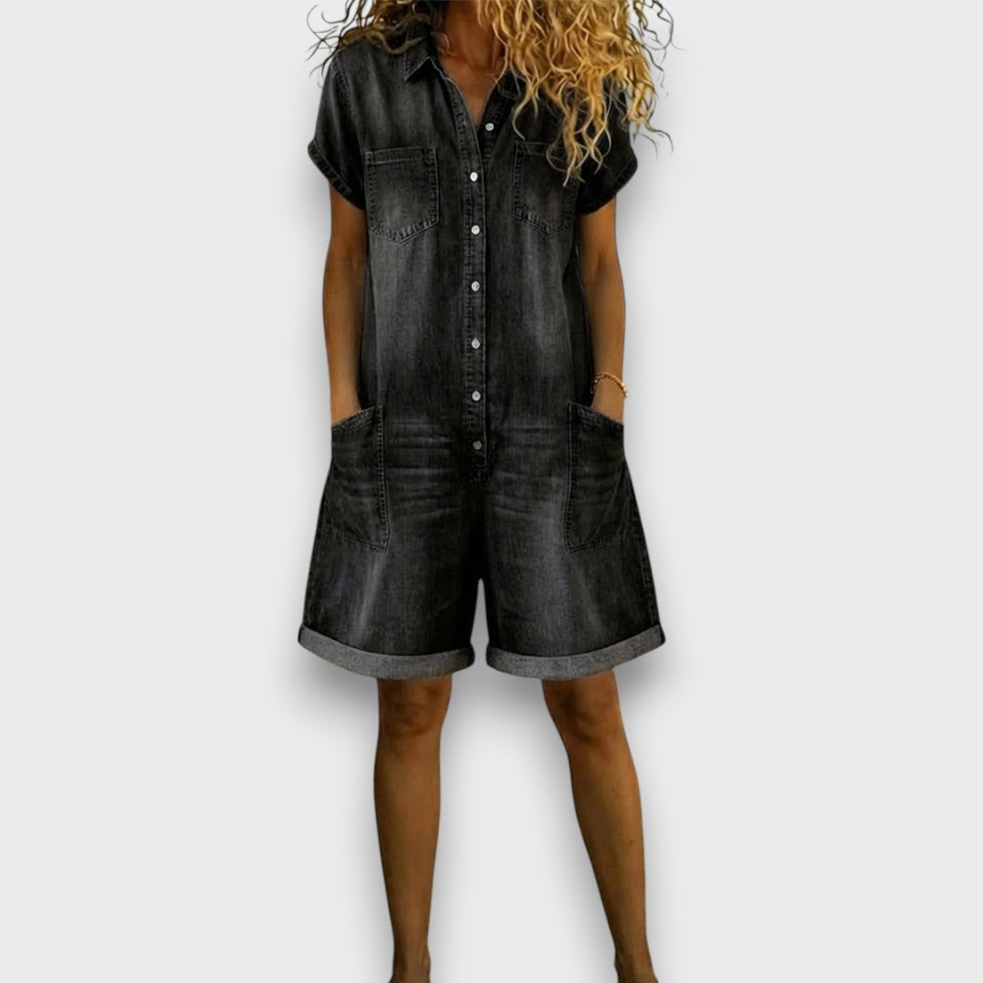 Karen | Vintage short Cotton Denim-Look Overalls