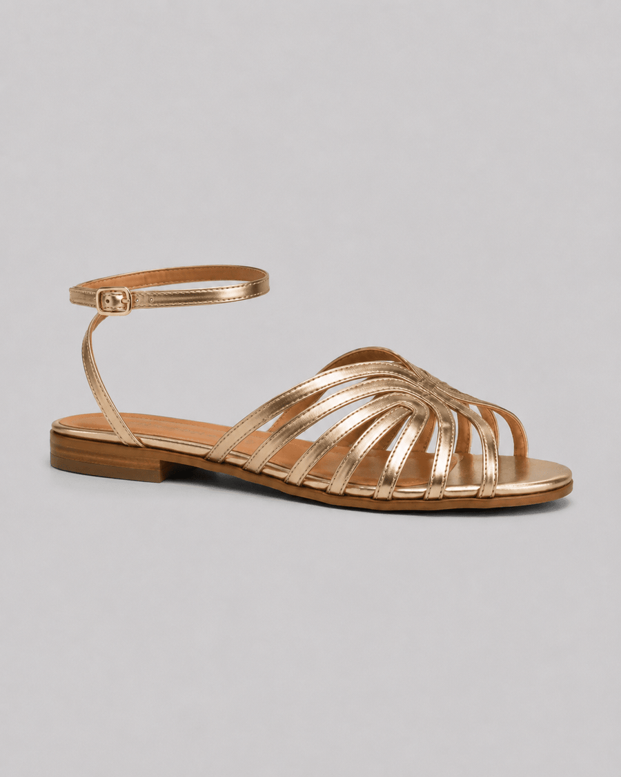VICTORIA | GOLDEN SANDALS ADORNED WITH JEWEL DETAILS